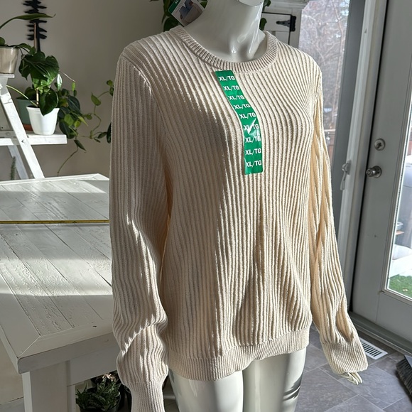 Frank and oat cream coloured XL crewneck ribbed knit sweater - Picture 2 of 13